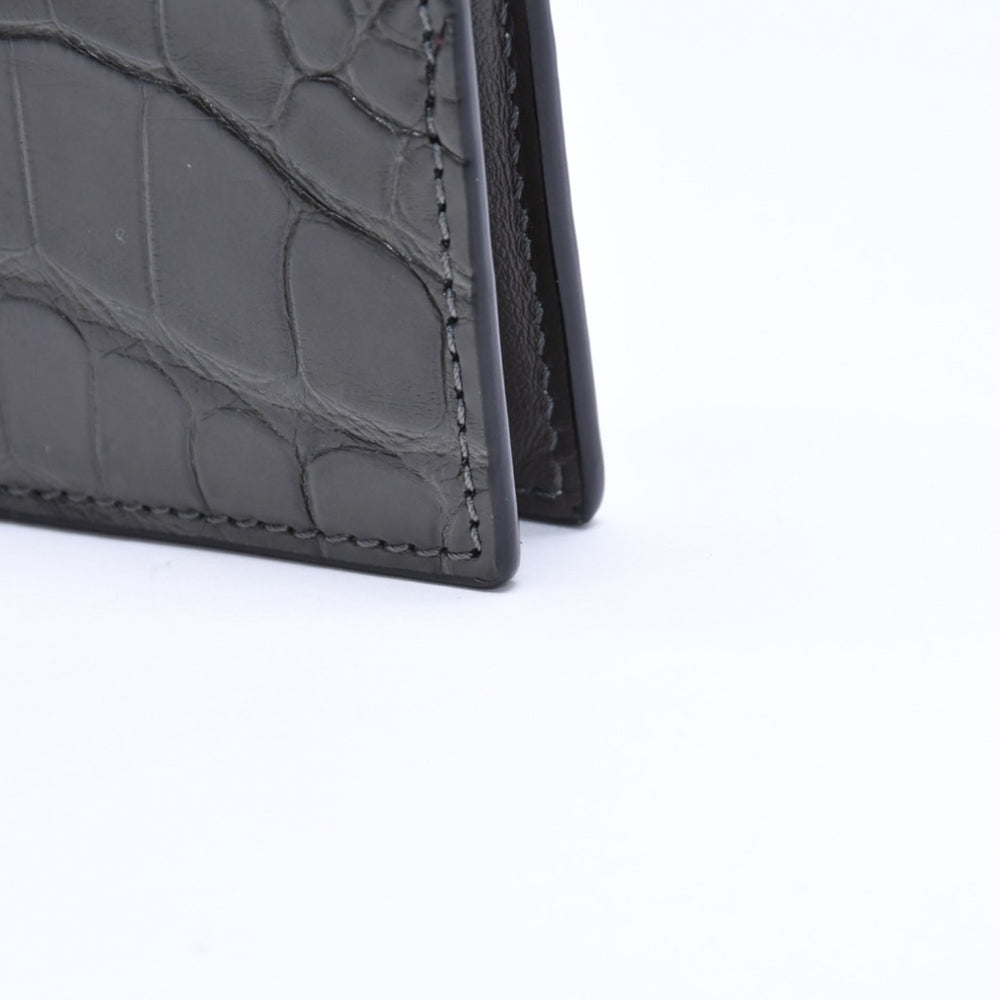 極美品 TOM FORD トムフォード 2つ折り Card Case カードケース 名刺入れ 財布 クロコ調 型押し グレー 中古 4a006726