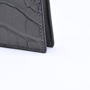 極美品 TOM FORD トムフォード 2つ折り Card Case カードケース 名刺入れ 財布 クロコ調 型押し グレー 中古 4a006726
