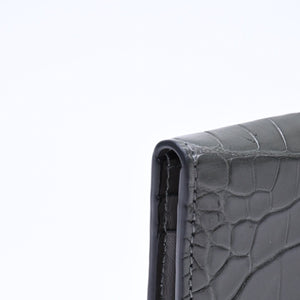 極美品 TOM FORD トムフォード 2つ折り Card Case カードケース 名刺入れ 財布 クロコ調 型押し グレー 中古 4a006726