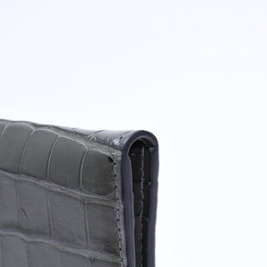 極美品 TOM FORD トムフォード 2つ折り Card Case カードケース 名刺入れ 財布 クロコ調 型押し グレー 中古 4a006726