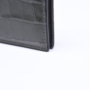 極美品 TOM FORD トムフォード 2つ折り Card Case カードケース 名刺入れ 財布 クロコ調 型押し グレー 中古 4a006726