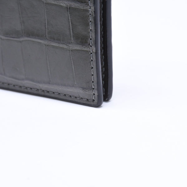 極美品 TOM FORD トムフォード 2つ折り Card Case カードケース 名刺入れ 財布 クロコ調 型押し グレー 中古 4a006726