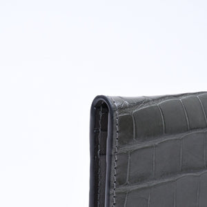 極美品 TOM FORD トムフォード 2つ折り Card Case カードケース 名刺入れ 財布 クロコ調 型押し グレー 中古 4a006726
