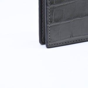 極美品 TOM FORD トムフォード 2つ折り Card Case カードケース 名刺入れ 財布 クロコ調 型押し グレー 中古 4a006726