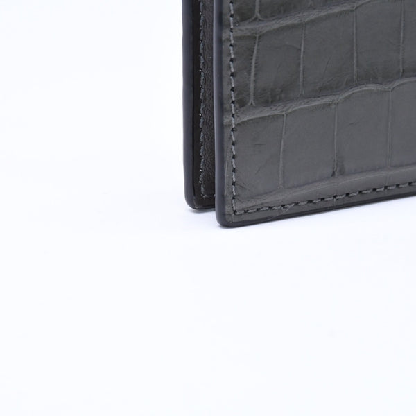 極美品 TOM FORD トムフォード 2つ折り Card Case カードケース 名刺入れ 財布 クロコ調 型押し グレー 中古 4a006726