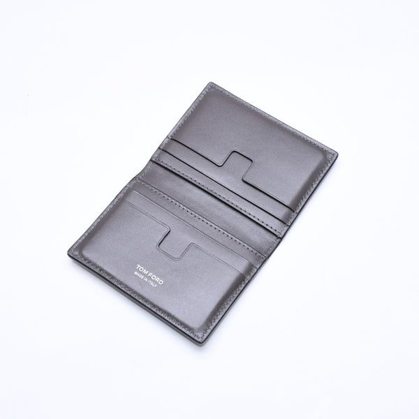 極美品 TOM FORD トムフォード 2つ折り Card Case カードケース 名刺入れ 財布 クロコ調 型押し グレー 中古 4a006726