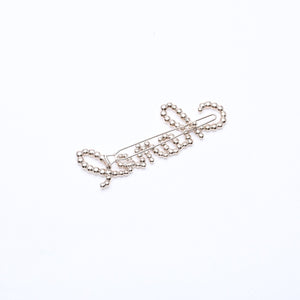 新品同様品 CHANEL シャネル バレッタ ロゴ GP ラインストーン フェイクパール シャンパンゴールド B19K刻印 AB2850 中古 4a006572