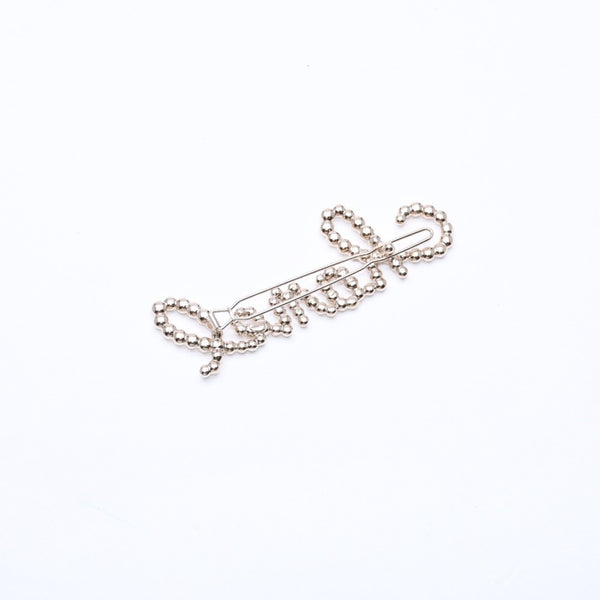 新品同様品 CHANEL シャネル バレッタ ロゴ GP ラインストーン フェイクパール シャンパンゴールド B19K刻印 AB2850 中古 4a006572