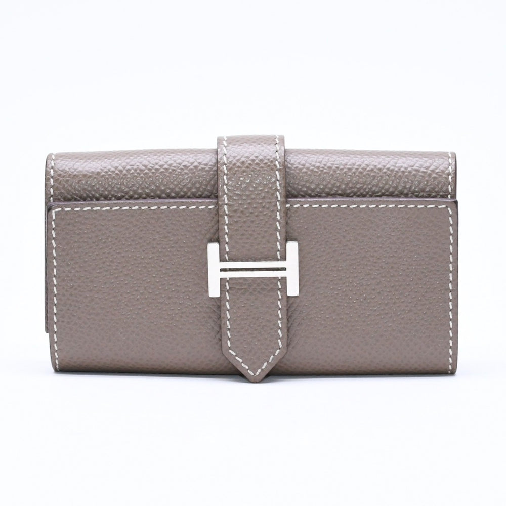 HERMES エルメス 4連 キーケース ベアン エトゥープ エプソン シルバー金具 W刻印 ヴォーエプソン 美品 中古 4a006608