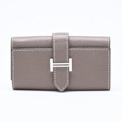 HERMES エルメス 4連 キーケース ベアン エトゥープ エプソン シルバー金具 W刻印 ヴォーエプソン 美品 中古 4a006608