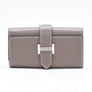 HERMES エルメス 4連 キーケース ベアン エトゥープ エプソン シルバー金具 W刻印 ヴォーエプソン 美品 中古 4a006608