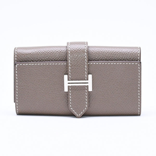 HERMES エルメス 4連 キーケース ベアン エトゥープ エプソン シルバー金具 W刻印 ヴォーエプソン 美品 中古 4a006608