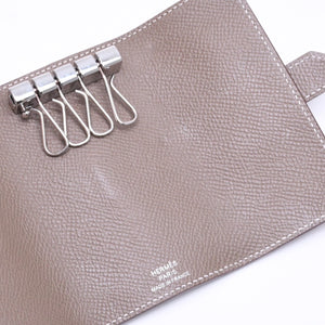 HERMES エルメス 4連 キーケース ベアン エトゥープ エプソン シルバー金具 W刻印 ヴォーエプソン 美品 中古 4a006608
