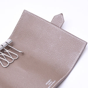 HERMES エルメス 4連 キーケース ベアン エトゥープ エプソン シルバー金具 W刻印 ヴォーエプソン 美品 中古 4a006608