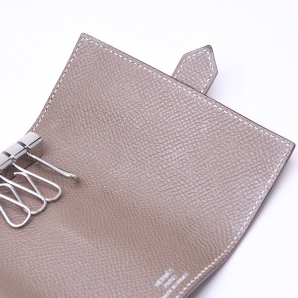 HERMES エルメス 4連 キーケース ベアン エトゥープ エプソン シルバー金具 W刻印 ヴォーエプソン 美品 中古 4a006608