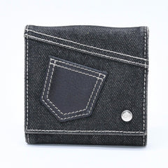 極美品 Christian Dior クリスチャンディオール ロゴボタン 二つ折り財布 財布 デニム ブラック グレー BM・1011 中古 4a006703