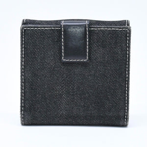 極美品 Christian Dior クリスチャンディオール ロゴボタン 二つ折り財布 財布 デニム ブラック グレー BM・1011 中古 4a006703