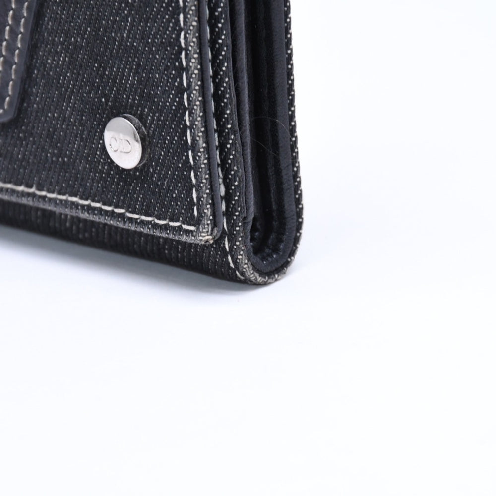 Very Good Condition Christian Dior Logo Button Bifold Wallet Wallet Denim Black Gray BM・1011 Used 4a006703