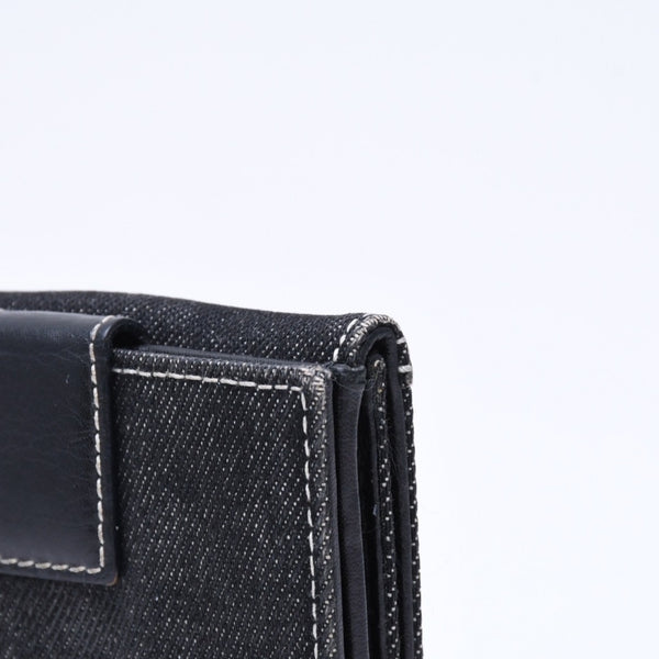 極美品 Christian Dior クリスチャンディオール ロゴボタン 二つ折り財布 財布 デニム ブラック グレー BM・1011 中古 4a006703