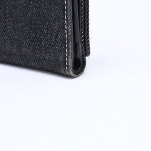 極美品 Christian Dior クリスチャンディオール ロゴボタン 二つ折り財布 財布 デニム ブラック グレー BM・1011 中古 4a006703