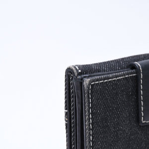 極美品 Christian Dior クリスチャンディオール ロゴボタン 二つ折り財布 財布 デニム ブラック グレー BM・1011 中古 4a006703