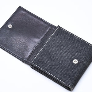 極美品 Christian Dior クリスチャンディオール ロゴボタン 二つ折り財布 財布 デニム ブラック グレー BM・1011 中古 4a006703