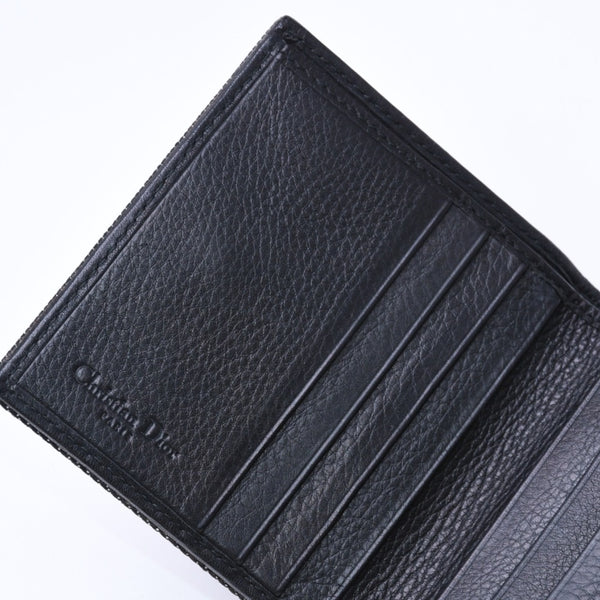 極美品 Christian Dior クリスチャンディオール ロゴボタン 二つ折り財布 財布 デニム ブラック グレー BM・1011 中古 4a006703