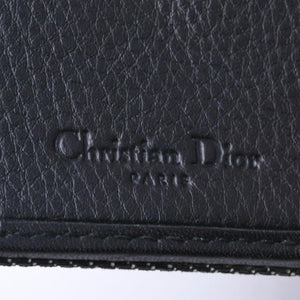 極美品 Christian Dior クリスチャンディオール ロゴボタン 二つ折り財布 財布 デニム ブラック グレー BM・1011 中古 4a006703