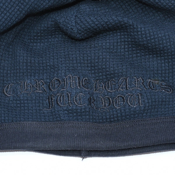 極美品 CHROME HEARTS クロムハーツ サーマル ビーニー ニットキャップ FUCK YOU 刺繍 ブラック 中古 4a006578