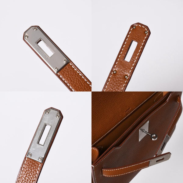 新品同様 HEMRES エルメス クラッチバッグ ケリーデペッシュ25 ヴォーバレニア W刻印 クラッチ シルバー金具 中古 4a006589