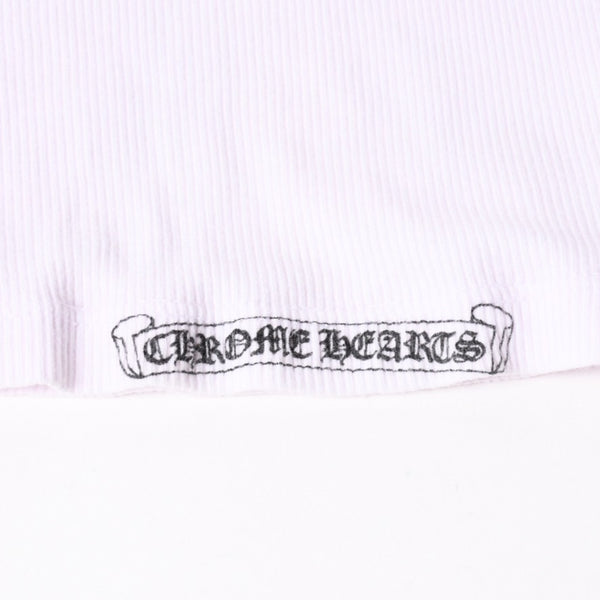 CHROME HEARTS クロムハーツ クロスモチーフ スクロールラベルロゴ タンクトップ コットン ホワイト ブラック サイズM 美品 中古 4a006689