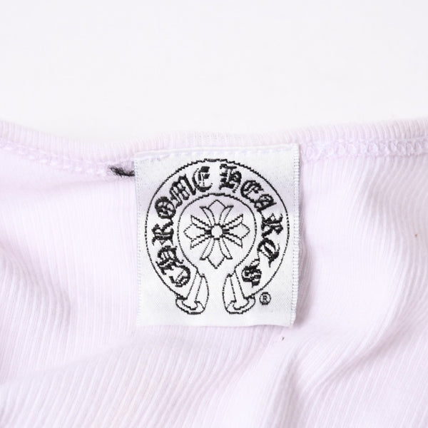 CHROME HEARTS クロムハーツ クロスモチーフ スクロールラベルロゴ タンクトップ コットン ホワイト ブラック サイズM 美品 中古 4a006689