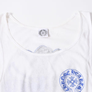 CHROME HEARTS クロムハーツ ヴィンテージ ヴァイン CHプラス デザイン タンクトップ ホワイト ブラック ブルー サイズL 美品 中古 4a006684