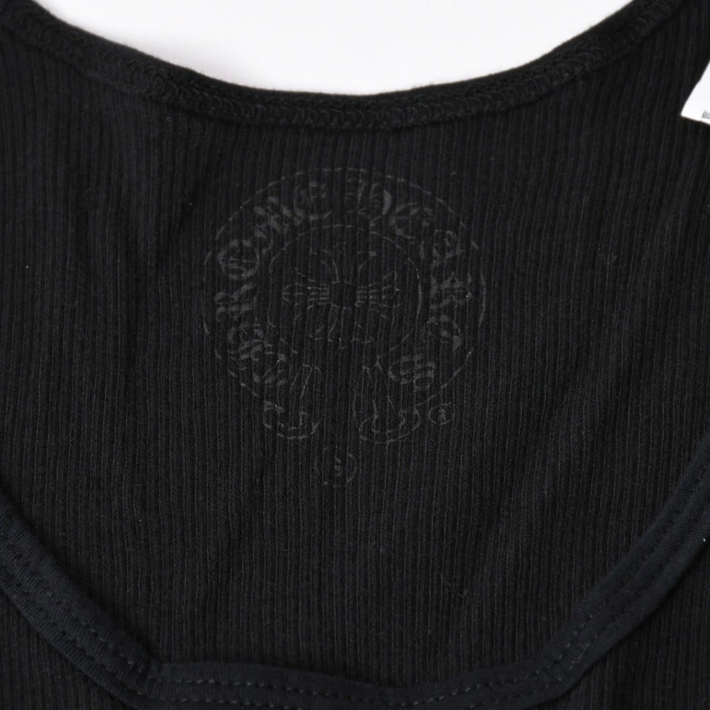 新品同様 CHROME HEARTS クロムハーツ サークルCHプラス タンクトップ コットン ブラック ホワイト サイズS 中古 4a006679