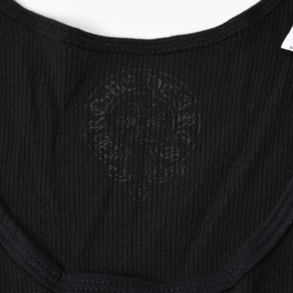 新品同様 CHROME HEARTS クロムハーツ サークルCHプラス タンクトップ コットン ブラック ホワイト サイズS 中古 4a006679