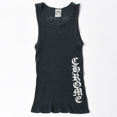 CHROME HEARTS クロムハーツ オールドイングリッシュ サイドロゴ タンクトップ コットン ブラック ホワイト サイズM 良品 中古 4a006691