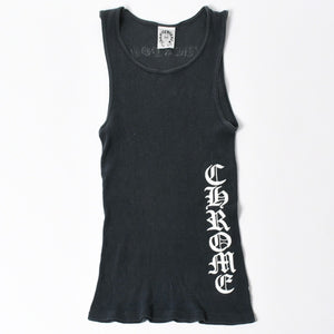 CHROME HEARTS クロムハーツ オールドイングリッシュ サイドロゴ タンクトップ コットン ブラック ホワイト サイズM 良品 中古 4a006691