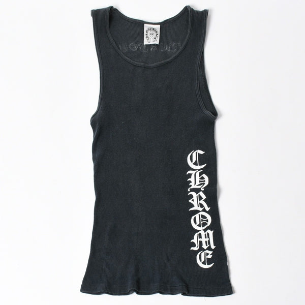 CHROME HEARTS クロムハーツ オールドイングリッシュ サイドロゴ タンクトップ コットン ブラック ホワイト サイズM 良品 中古 4a006691