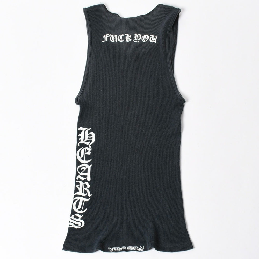CHROME HEARTS クロムハーツ オールドイングリッシュ サイドロゴ タンクトップ コットン ブラック ホワイト サイズM 良品 中古 4a006691