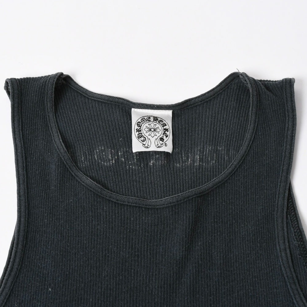 CHROME HEARTS クロムハーツ オールドイングリッシュ サイドロゴ タンクトップ コットン ブラック ホワイト サイズM 良品 中古 4a006691