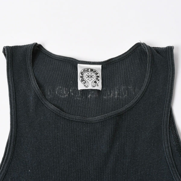 CHROME HEARTS クロムハーツ オールドイングリッシュ サイドロゴ タンクトップ コットン ブラック ホワイト サイズM 良品 中古 4a006691