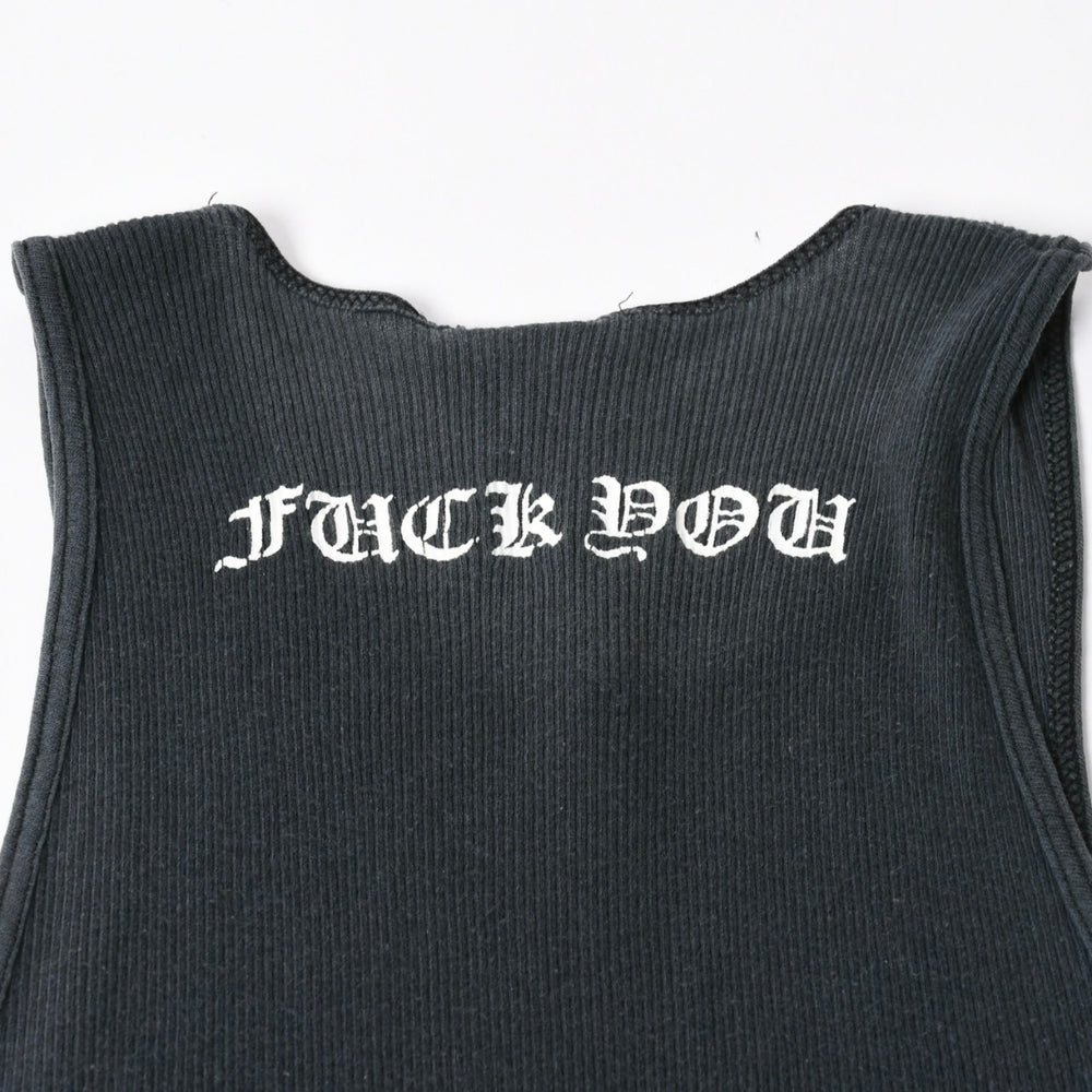 CHROME HEARTS クロムハーツ オールドイングリッシュ サイドロゴ タンクトップ コットン ブラック ホワイト サイズM 良品 中古 4a006691