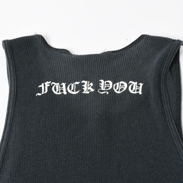 CHROME HEARTS クロムハーツ オールドイングリッシュ サイドロゴ タンクトップ コットン ブラック ホワイト サイズM 良品 中古 4a006691