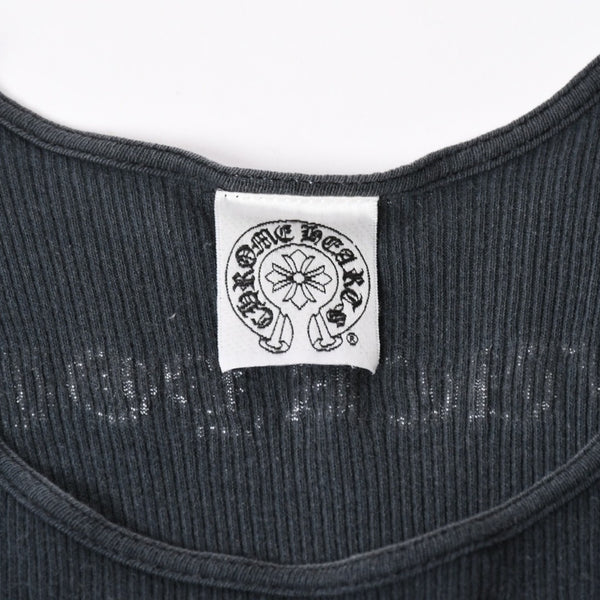 CHROME HEARTS クロムハーツ オールドイングリッシュ サイドロゴ タンクトップ コットン ブラック ホワイト サイズM 良品 中古 4a006691
