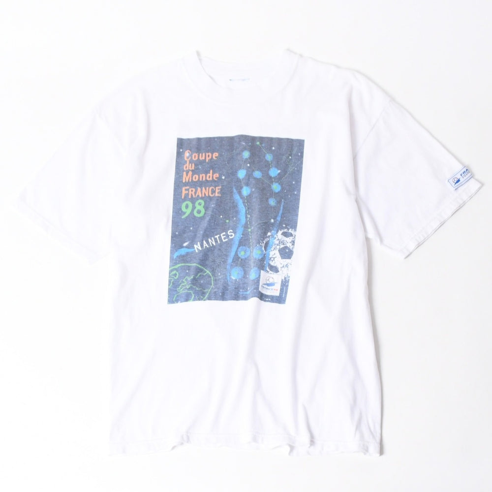 NANTES ナント Tシャツ 90S フランスワールドカップTシャツ 半袖Tシャツ ヴィンテージ ホワイト ネイビー 美品 中古 4a006525
