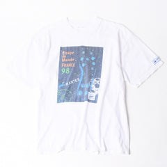 NANTES ナント Tシャツ 90S フランスワールドカップTシャツ 半袖Tシャツ ヴィンテージ ホワイト ネイビー 美品 中古 4a006525