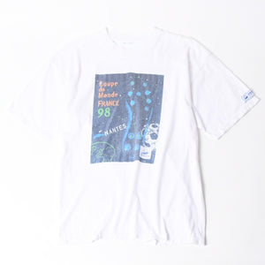 NANTES ナント Tシャツ 90S フランスワールドカップTシャツ 半袖Tシャツ ヴィンテージ ホワイト ネイビー 美品 中古 4a006525