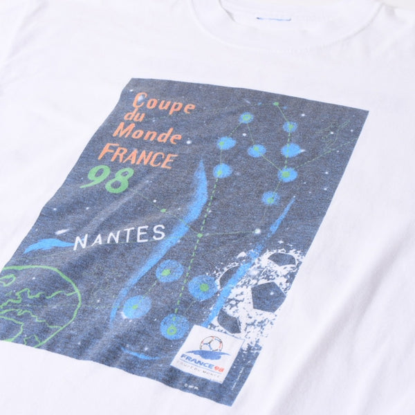 NANTES ナント Tシャツ 90S フランスワールドカップTシャツ 半袖Tシャツ ヴィンテージ ホワイト ネイビー 美品 中古 4a006525
