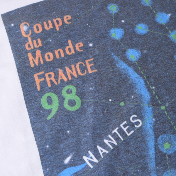 NANTES ナント Tシャツ 90S フランスワールドカップTシャツ 半袖Tシャツ ヴィンテージ ホワイト ネイビー 美品 中古 4a006525
