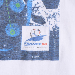 NANTES ナント Tシャツ 90S フランスワールドカップTシャツ 半袖Tシャツ ヴィンテージ ホワイト ネイビー 美品 中古 4a006525